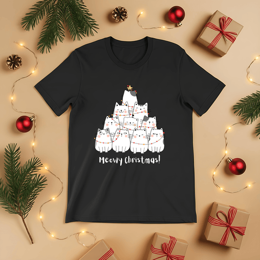 Meowy Christmas Tree Youth T-Shirt - Gifting Season