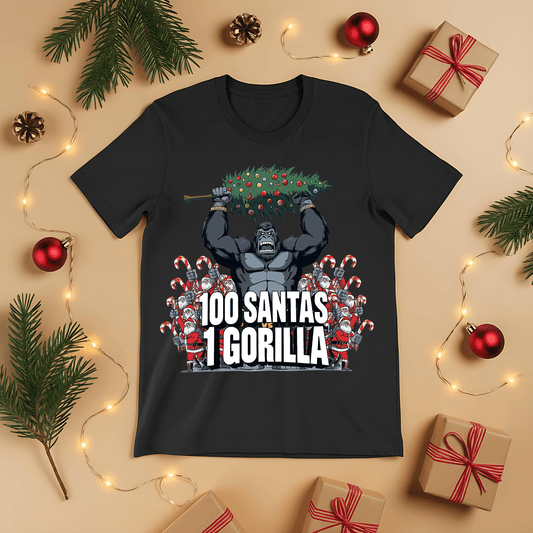 100 Santas vs 1 Gorilla Youth T-Shirt - Gifting Season